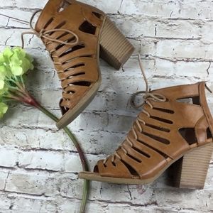 Rampage open toe lace up heels